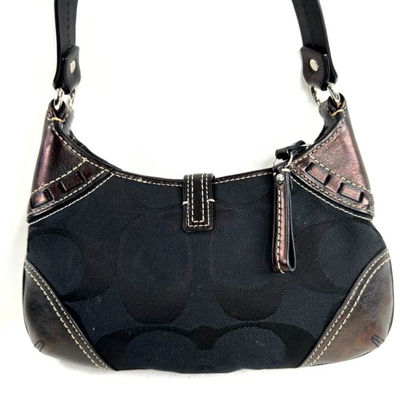 COACH Hampton 10287 Black Signature Multi Textures Mini Shoulder Bag Very Rare - Picture 3 of 9